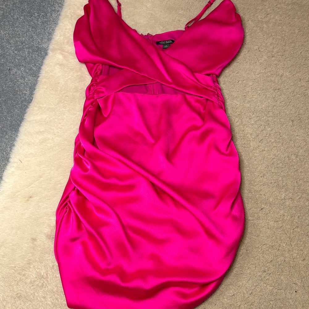 wild fable Hot Pink Satin Mini Dress